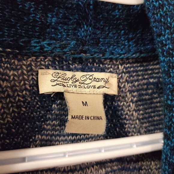 Lucky Brand - Aztec Knit Open Front Longline Cardigan - Size M - Picture 3 of 10